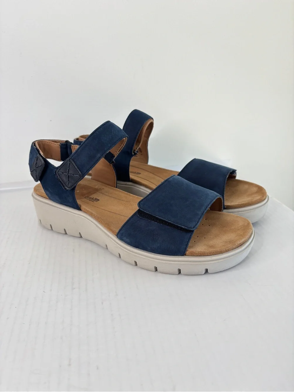 Clarks Un Karely Bay Slingback Comfort Sandals Sz 10 Ankle Strap Adjustable Navy